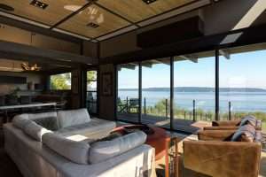 Colvos Passage Residence interior looking at water view