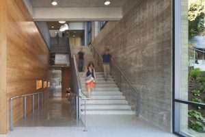 University of Washington Bothell Discovery Hall interior students on stairs