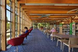 Patrons enjoying reading spaces in Vashon Island Library