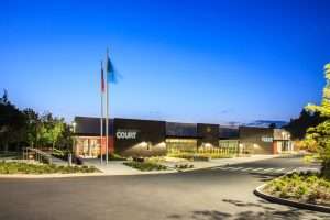 Kirkland Public Safety Building exterior night, Kirkland, WA