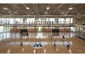 YMCA gymnasium and second-level walk at University of Washington Tacoma 