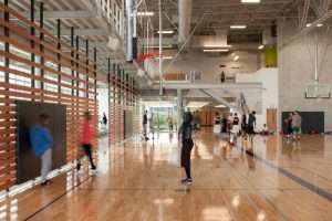 Playing basketball in YMCA gymnasium at University of Washington Tacoma