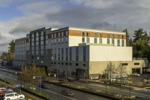 Four Points by Sheraton Hotel exterior from street, photo by Absher