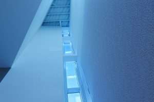 Providence Health Care West Olympia Clinic interior hallway filled with blue light