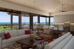 Interior living and kitchen area at Kukui'ula Hale Kaimana