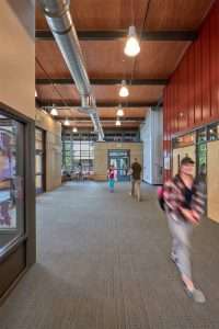 Student in hall at La Conner Middle School