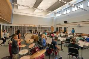 Student in band class at La Conner Middle School