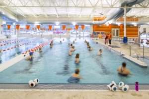 Patrons enjoying aquatic exercise class at the Gordon Family YMCA pool, Sumner, WA