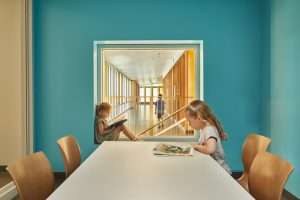 students reading in interior space at Northwood Elementary School