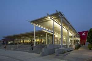 WSU Chinook Student Center exterior entrance featuring canopy