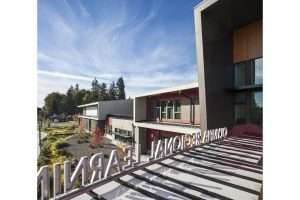 Olympia Regional Learning Academy overlooking grounds from roof top