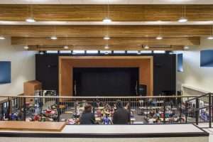 Olympia Regional Learning Academy bleacher seating overlooking lunch room