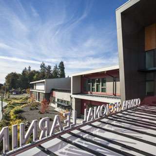 Olympia Regional Learning Academy overlooking grounds from roof top