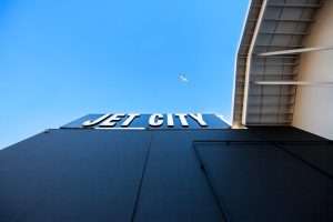 Charles Smith Wines Jet City looking up side of front building