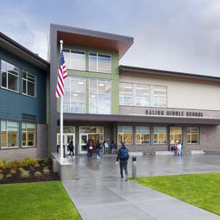 Students entering Salish Middle School