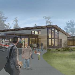 Peace Island Medical Center front view rendering