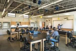 W.F. West High School STEM Addition classroom with students