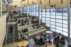 Natrona County High School interior lunch area and stair