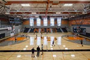 students playing in Natrona County High School gymnasium