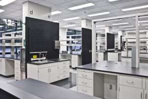 Seagen Laboratory eyewash station and benches