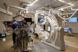 Harborview Medical Center Bi-Plane Operating Room featuring distinctive C-Shape imaging machine and equipment arms