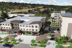 Belle Harbour Senior Living aerial rendering, Bellevue, WA
