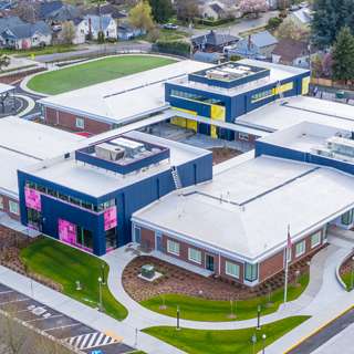 Grant Center for the Expressive Arts aerial view of campus, Tacoma, WA