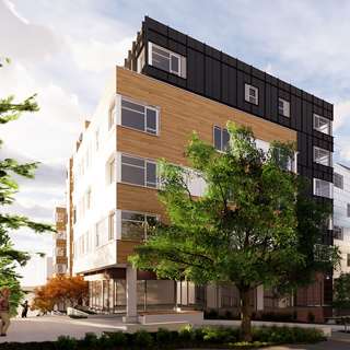 Exterior rendering of Hinoki Apartments at Seattle Housing Authority Yesler Terrace, Seattle, WA