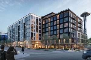 Siteline Apartments, Seattle, WA exterior rendering courtesy of Encore Architects