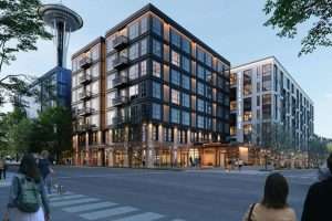 Siteline Apartments, Seattle, WA exterior rendering courtesy of Encore Architects