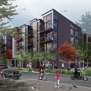 Mercer Island Lofts exterior rendering, Mercer Island, WA
