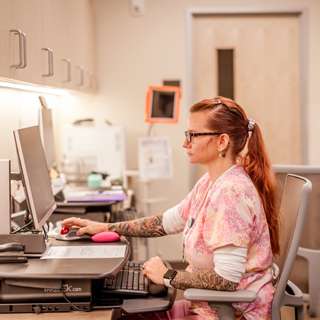 Adventist Health Medical Office Building interior workspace with workers, Clackamas, Oregon