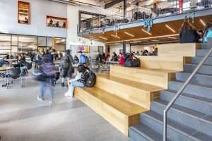 Kalama Middle School interior stair and table seating