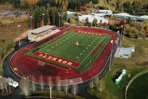 White River High School Stadium aerial view, Buckley, WA