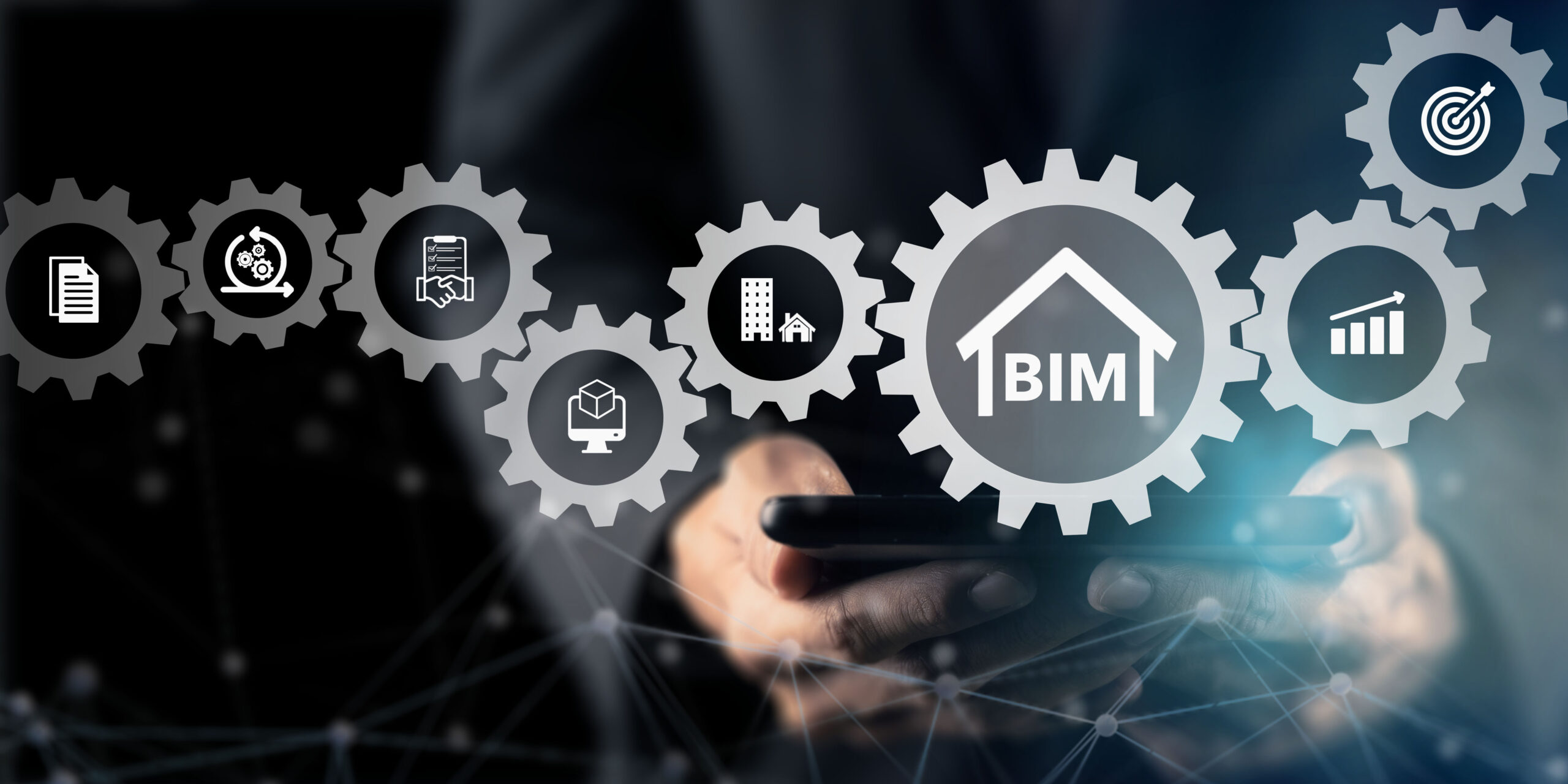BIM (Building Information Modeling) concept. 3D digital model-based process that provides architects, engineers, constructors, and owners with a comprehensive view of the building project. Building Information Modeling